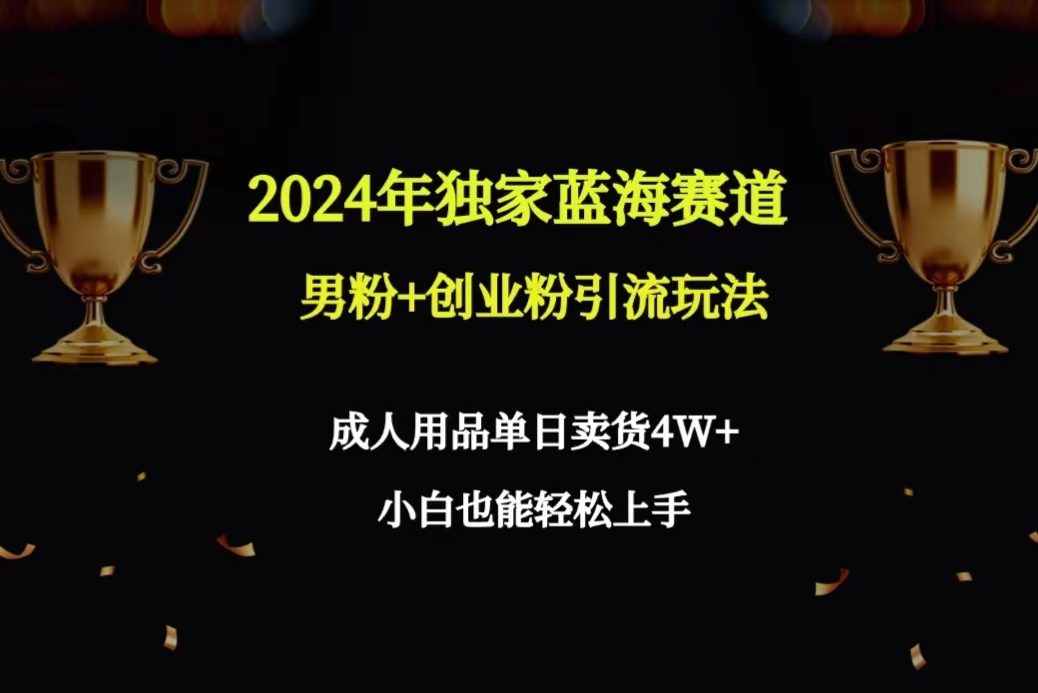 2024年独家蓝海赛道男粉+创业粉引流玩法,成人用品单日卖货4W+保姆教程