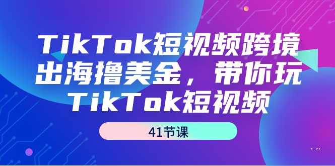 TikTok短视频跨境出海撸美金,带你玩TikTok短视频(41节课)