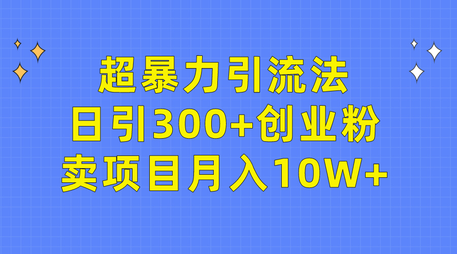 超暴力引流法,日引300+创业粉,卖项目月入10W+