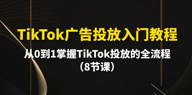 TikTok广告投放入门教程,从0到1掌握TikTok投放的全流程(8节课)