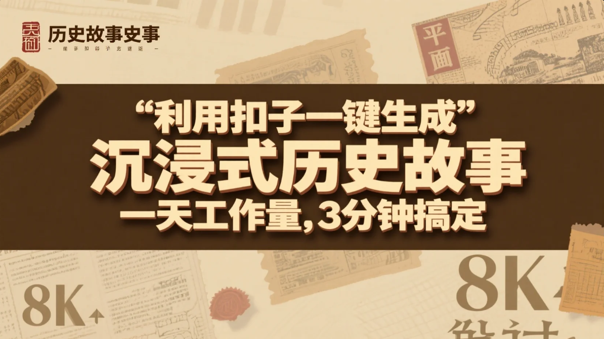 利用扣子一键生成沉浸式历史故事，一天工作量，3分钟搞定