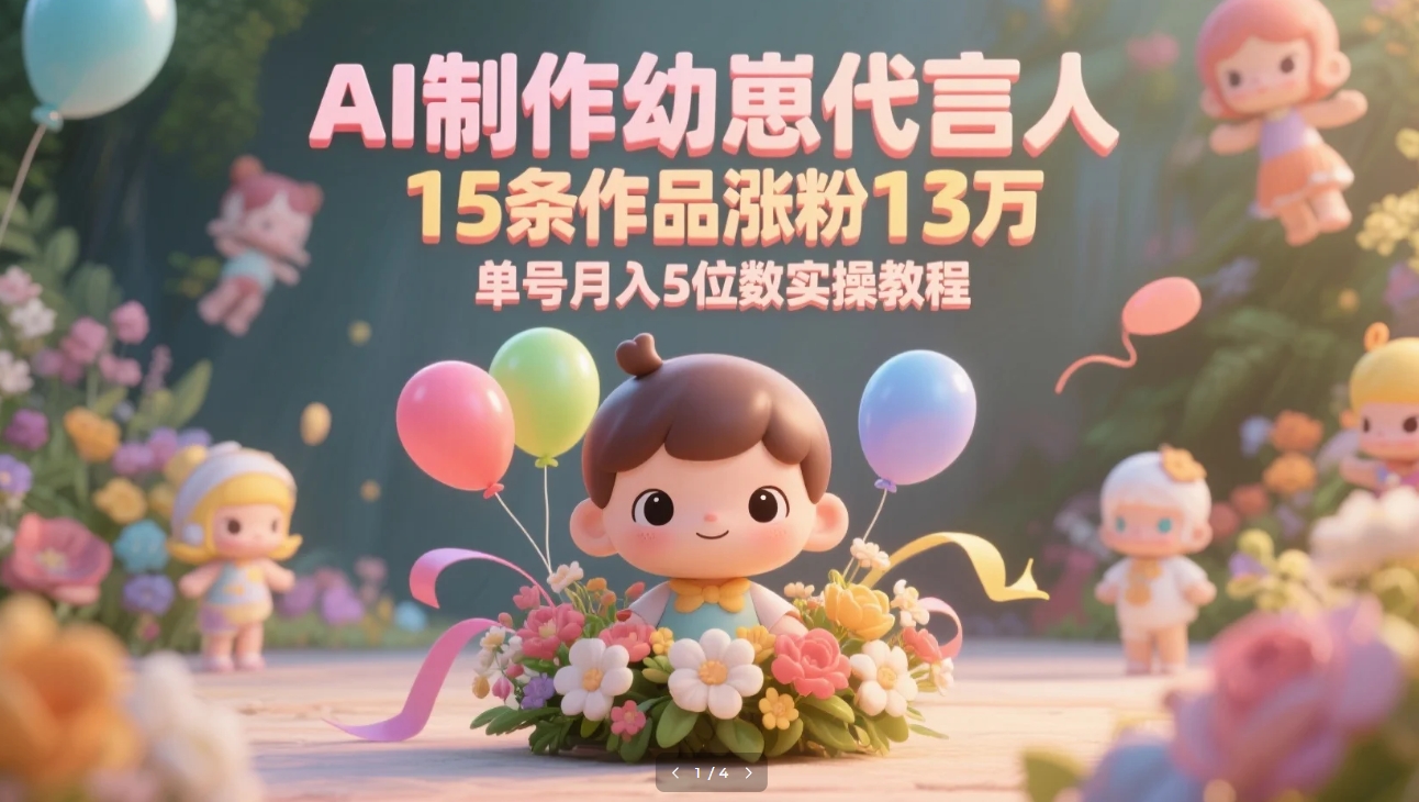 AI制作幼崽代言人，15条作品涨粉13万，单号月入5位数实操教程